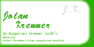 jolan kremmer business card